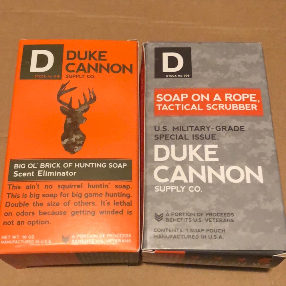 2 Duke Cannon Soaps and 2 Soap Pouches